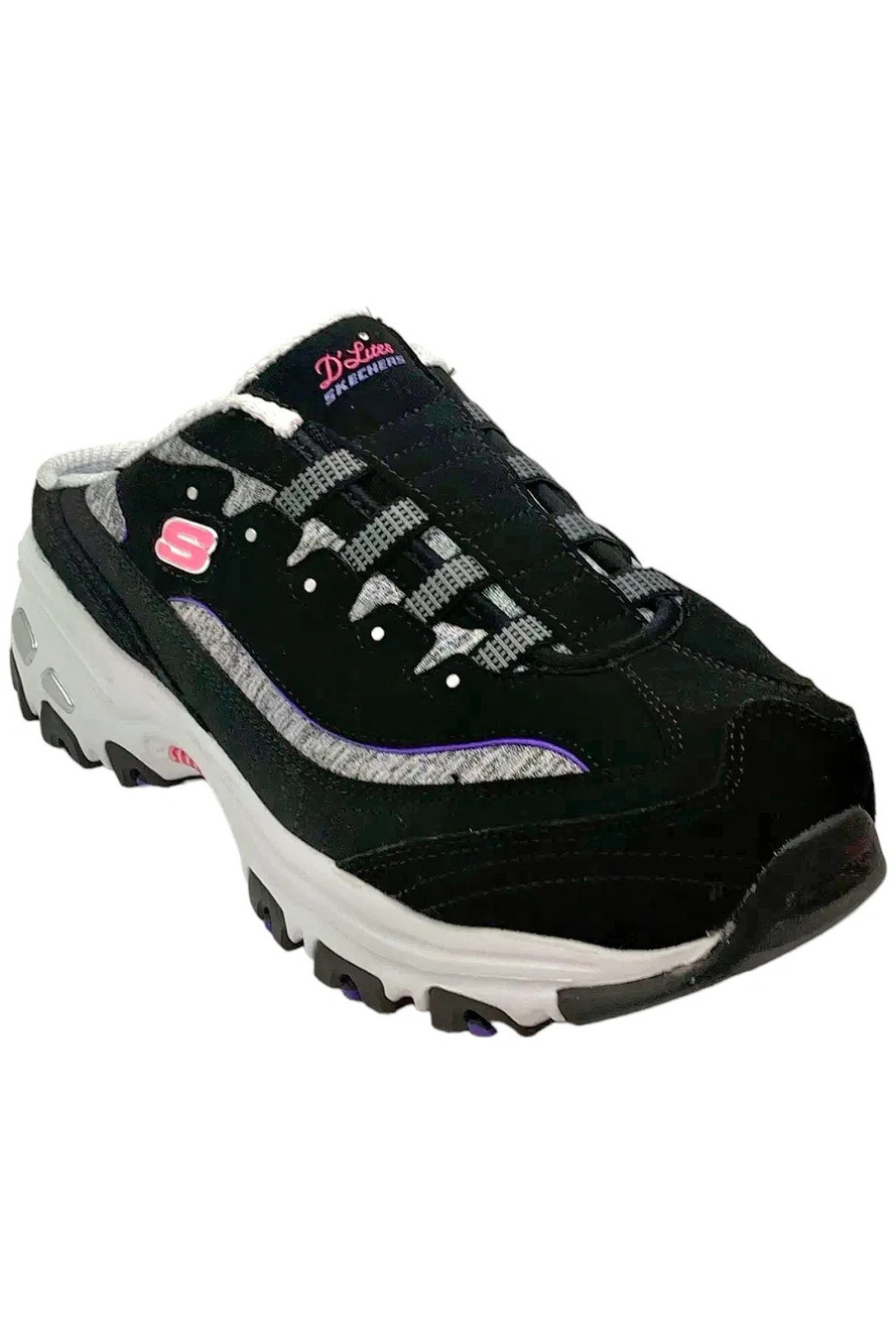 Skechers Women's Sport D'Lites Resilient Slip-on Mule Black/Purple - Medium